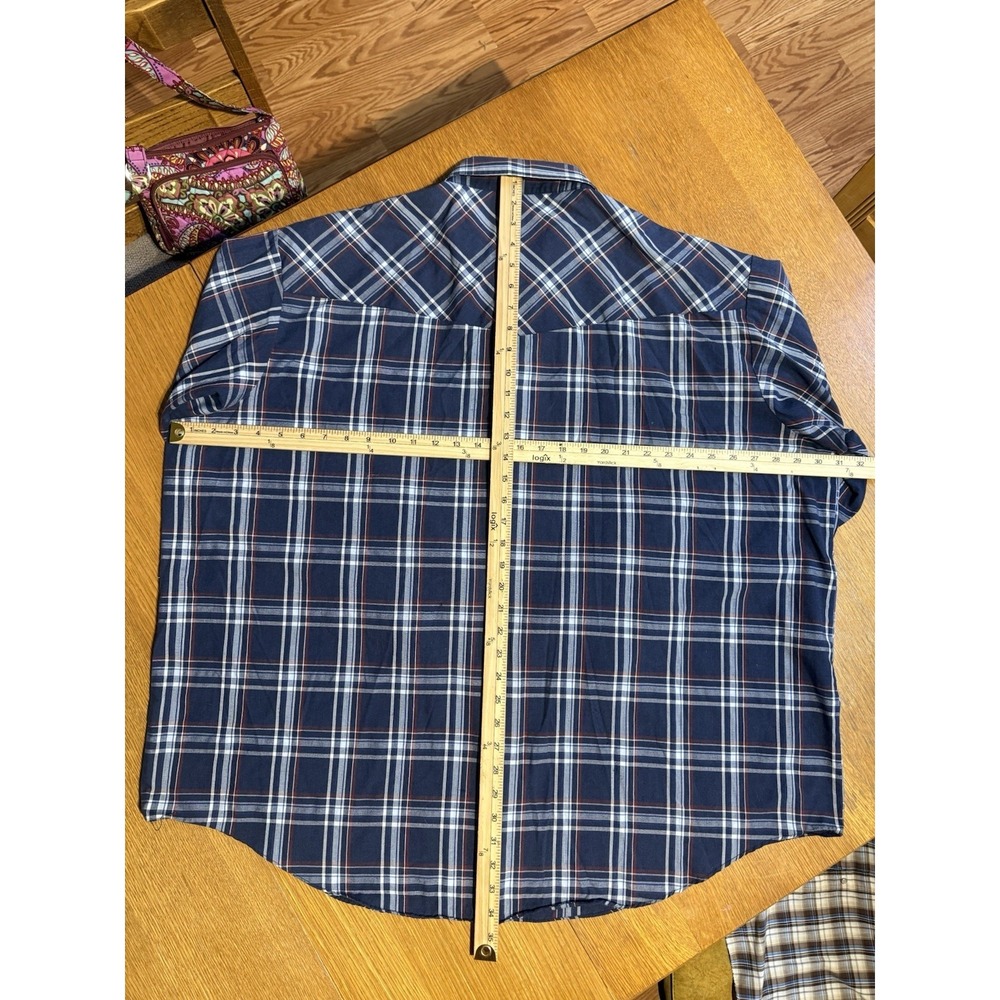 Plains Western Wear Big Man 3X Snap Shirt Blue Red Plaid Western Pearl Snaps - Picture 5 of 6